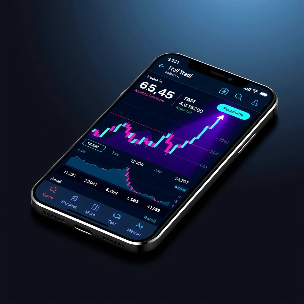 Aplicación móvil premium con interfaz de trading